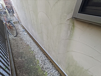 稲城市矢野口にて外壁塗装が進んでおります、苔やカビは撥水性の低下が原因です